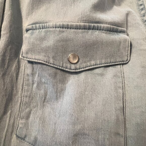 Men's Poncho, Performance Denim, Long Sleeve Button Up Shirt (Pearl Snaps) - Picture 3 of 5